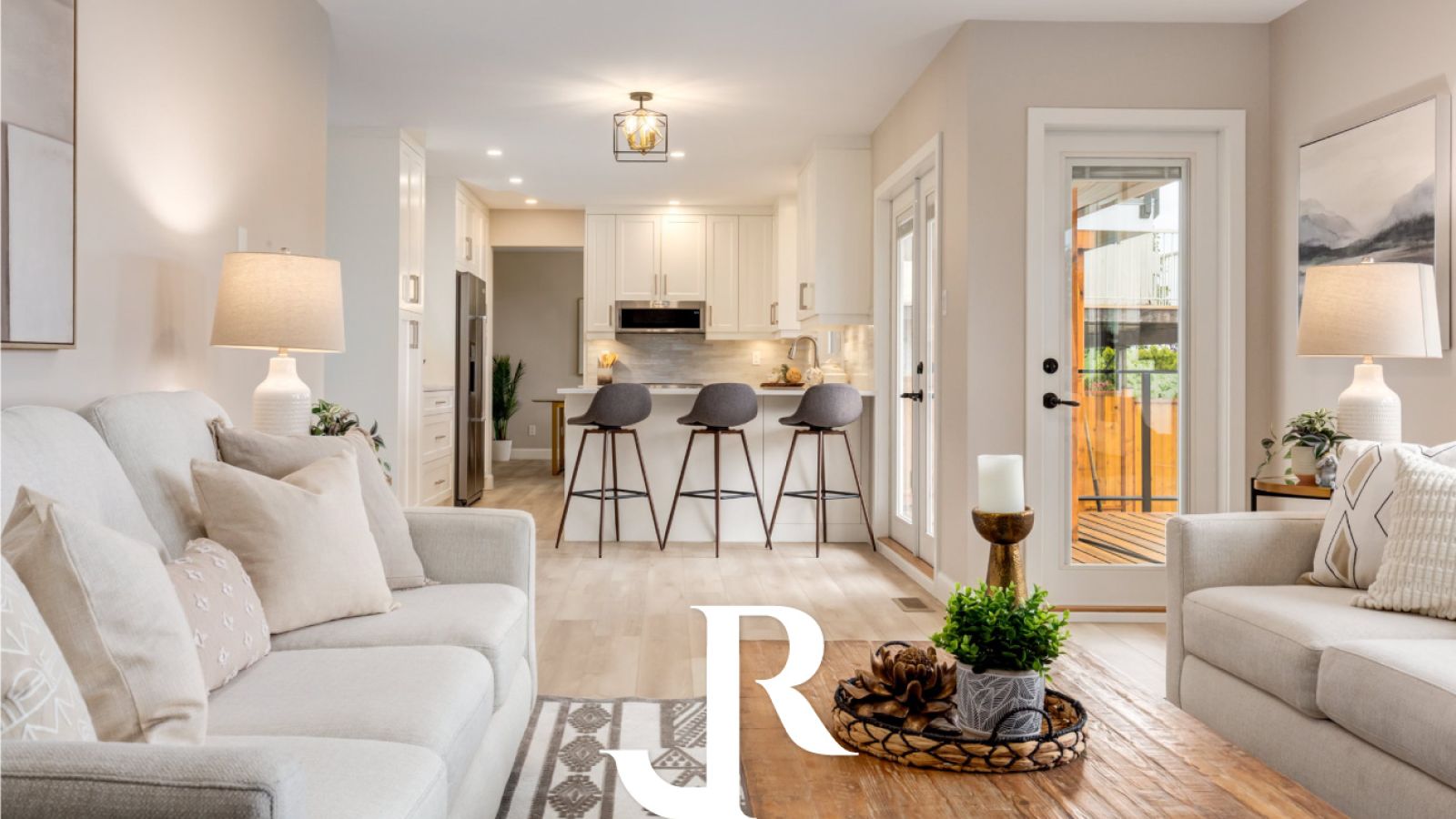 JRIB built living room with JR icon on top of image